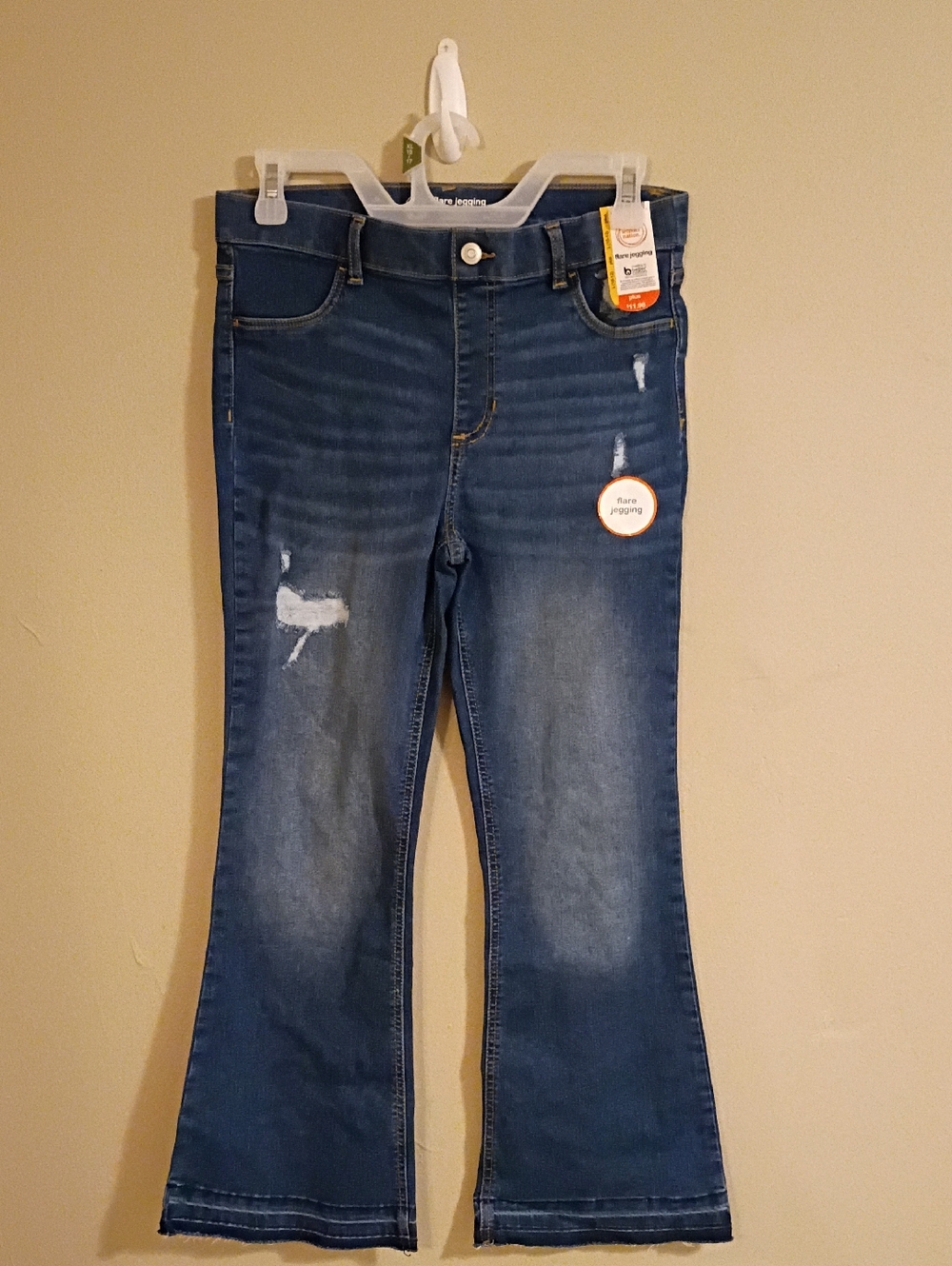 Women’s Blue Distressed Flared Jeans
